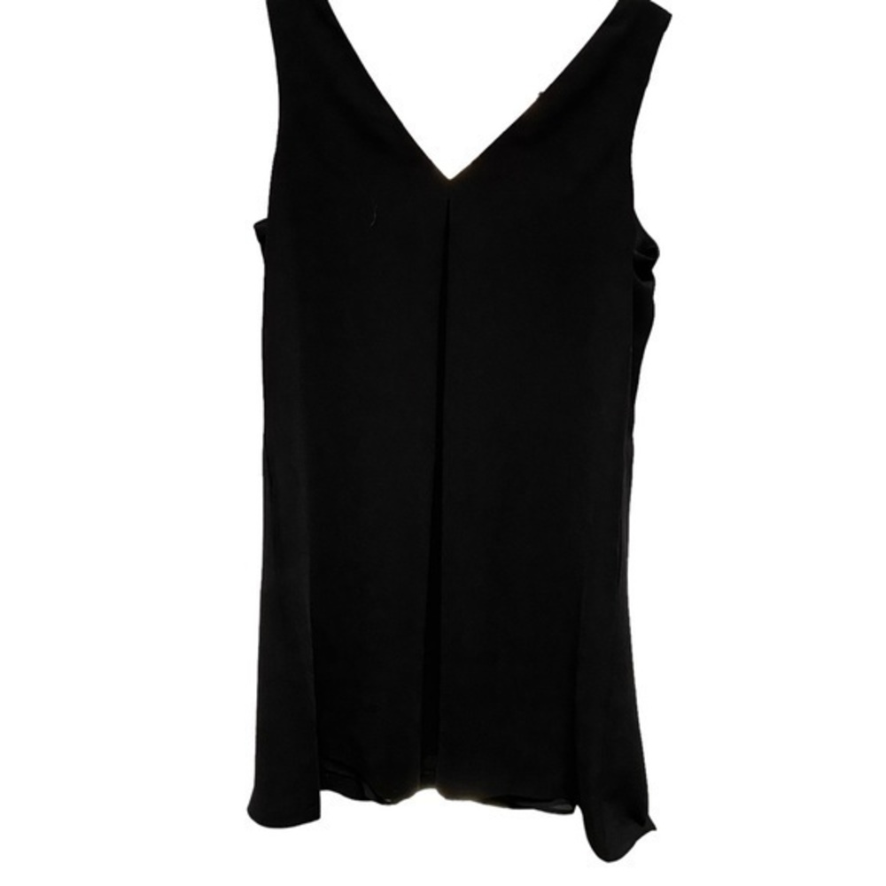 Lauren women’s classic sleeveless black flowy v neck drape midi dress size 8 LBD